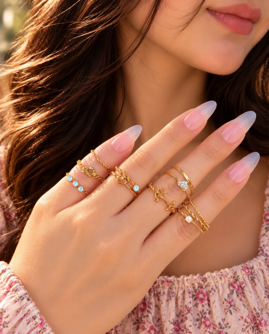 Dainty Gold Stackable Ring Set